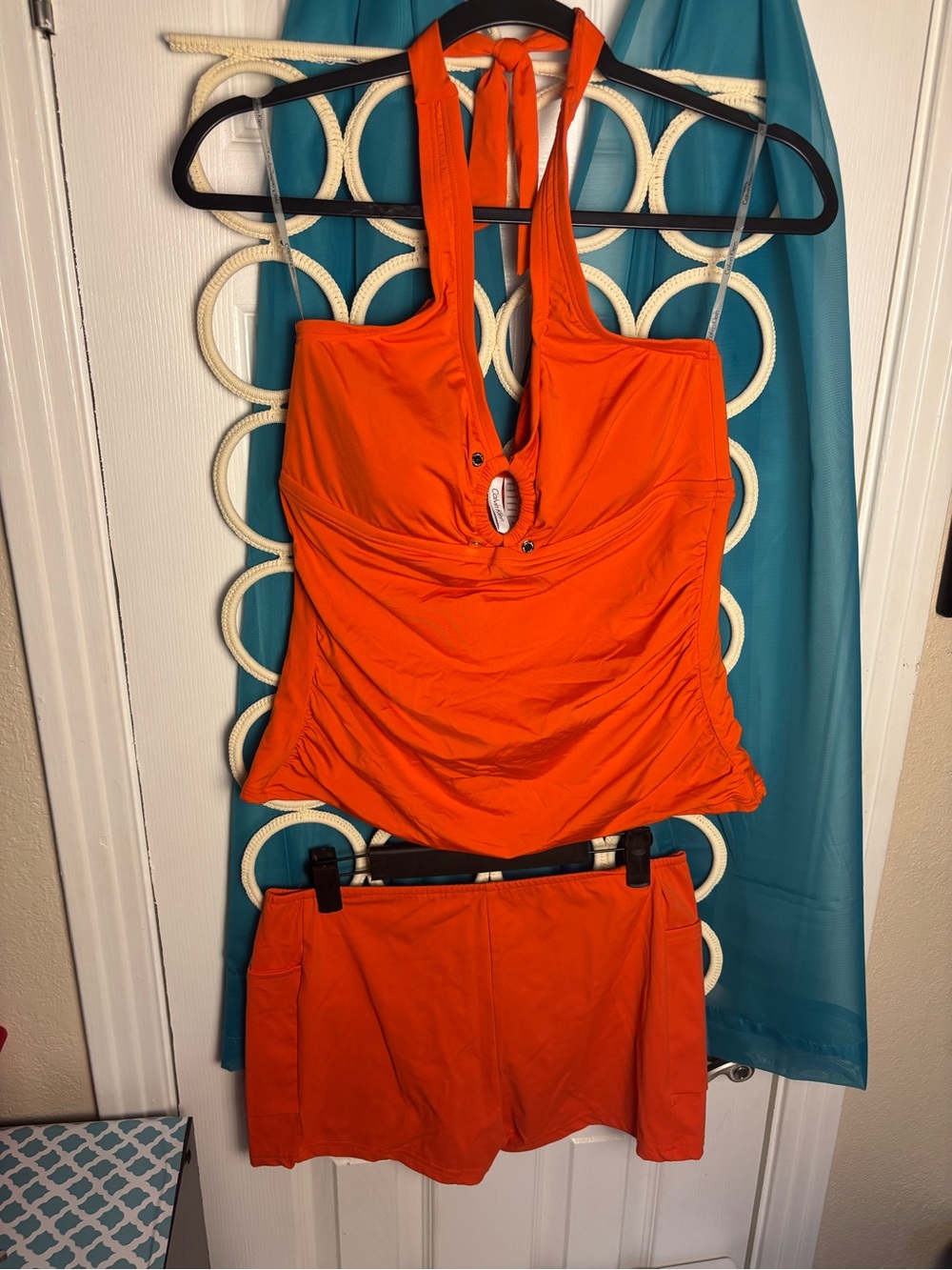 Calvin Klein Bright Orange Women's Tankini Top with shorts bottoms NWT LARGE 🔥 - Picture 15 of 16